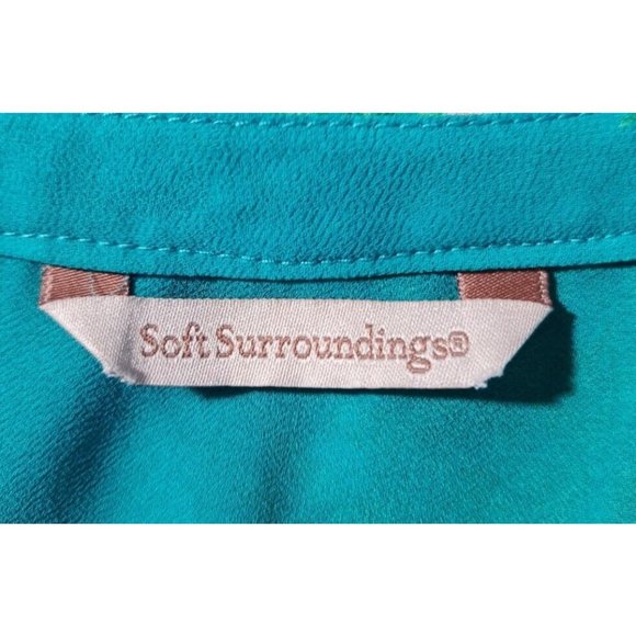 Soft Surrounding Womens 1/4 Button Up Tunic Top Size S Green Sheer Floral  E1P - Picture 4 of 5